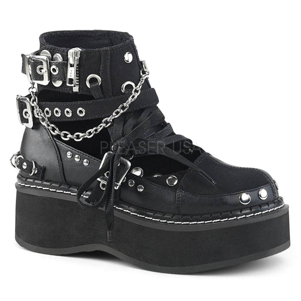 Gothic Platform Studded Buckle Lace Up Ankle Boots - Picture 5 of 5